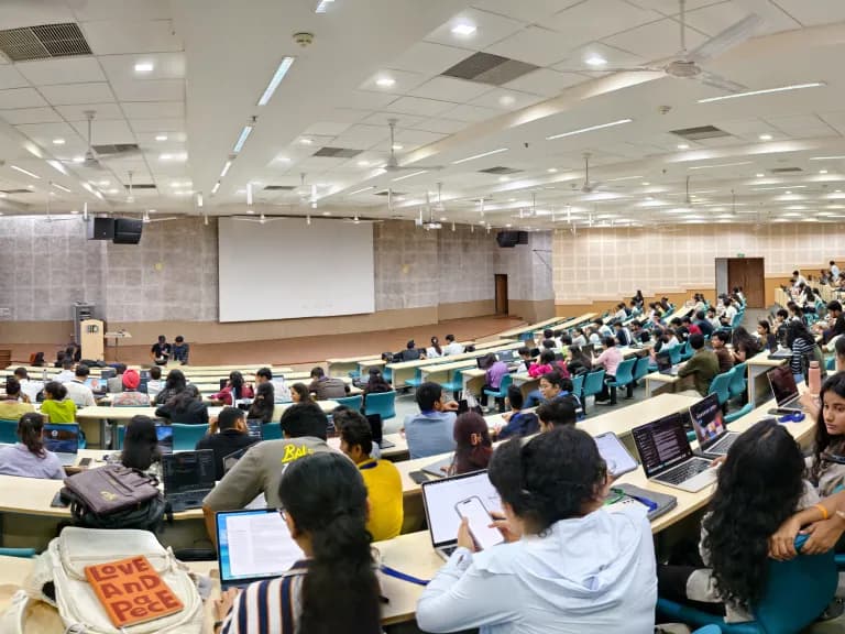 Students building during a campus hackathon