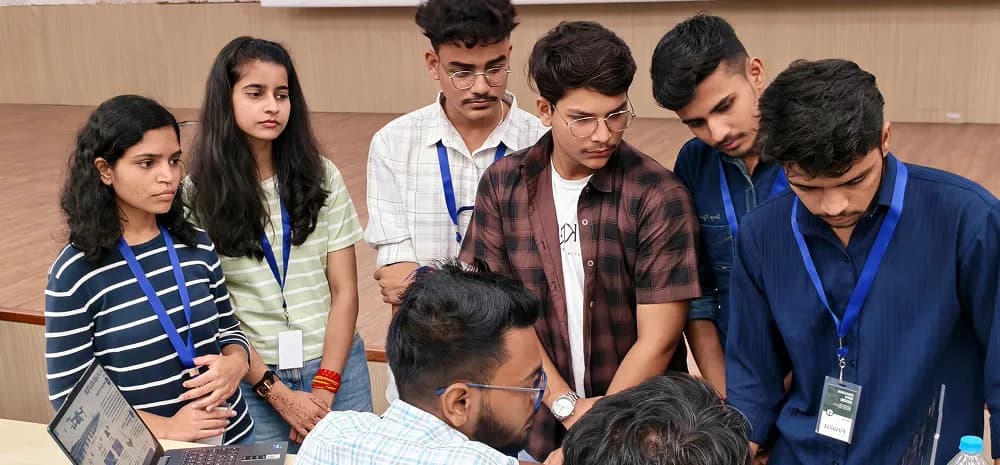 Participants building at a hiring hackathon